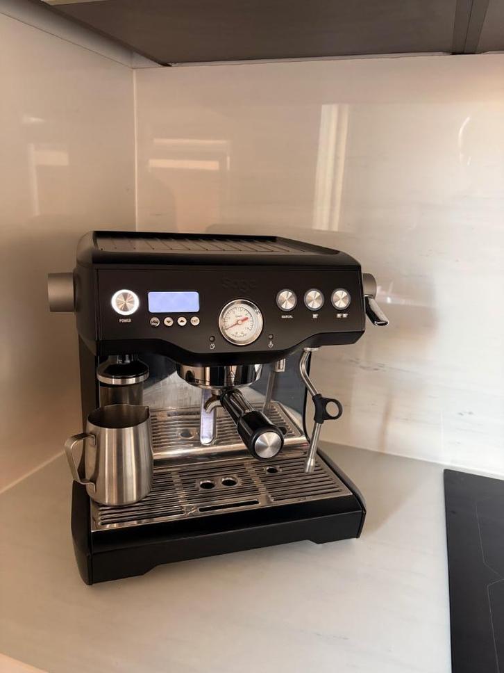 Sage the Dual Boiler Black Truffle + accessoires, Witgoed en Apparatuur, Koffiezetapparaten, Zo goed als nieuw, Gemalen koffie