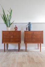Set van 2 Deense vintage MCM teak ladenkastjes jaren 60, Ophalen, Huis en Inrichting