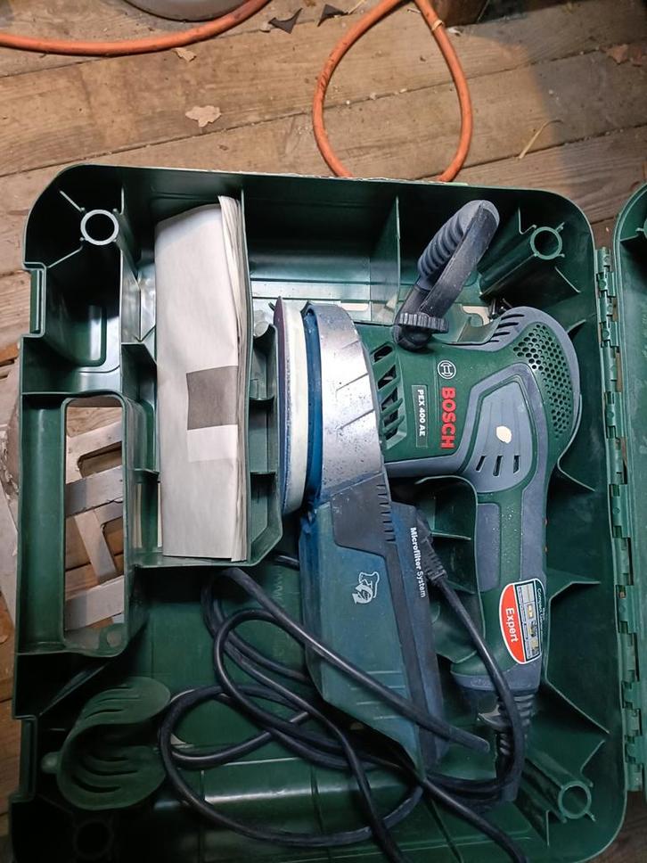 2x Bosch Schuurmachine - PEX 400 AE, Doe-het-zelf en Verbouw, Gereedschap | Schuurmachines, Gebruikt, Excentrische schuurmachine