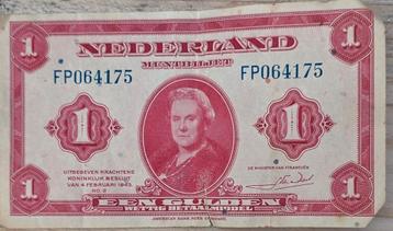 Nederland 1 Gulden 1943 - Wilhelmina - Zeldzaam! beschikbaar voor biedingen