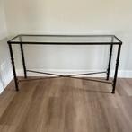 Glazen Side Table met Brons Frame, Gebruikt, 100 tot 150 cm, Ophalen of Verzenden, Glas