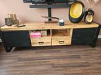 Mooie mango houten TV meubel met stalen poten, 150 tot 200 cm, Zo goed als nieuw, Minder dan 100 cm, Industrieel