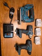 Makita 14.4V Gereedschap Set - Boormachine, Zaag, 3 Accu's, Boormachine, Gebruikt, Ophalen of Verzenden, Minder dan 400 watt
