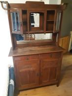 Oude eikenhouten buffetkast met spiegels, Amsterdamse school, Ophalen, Glas, Gebruikt, Met deur(en)