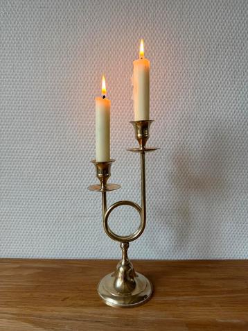 Vintage Messing Trompet Vormige Kandelaar, Kaarsen beschikbaar voor biedingen
