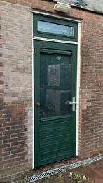 Harhouten buitendeur met kozijn., Gebruikt, Deurkozijn, 150 tot 225 cm, Inclusief glas