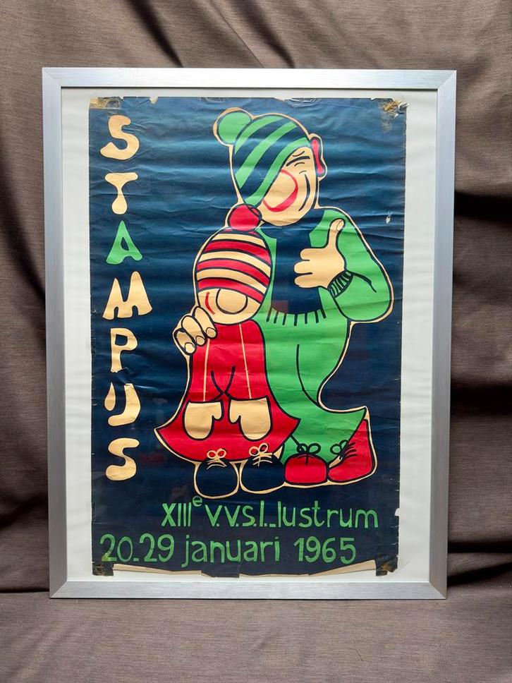 Vintage VVSL te Leiden (((((KELDERVONDST)))) 1965 Affiche, Verzamelen, Posters, Gebruikt, Overige onderwerpen, A1 t/m A3, Ophalen of Verzenden