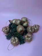 Set 10 goudkleurige glitter appeltjes kunststof, Diversen, Kerst, Ophalen of Verzenden, Zo goed als nieuw