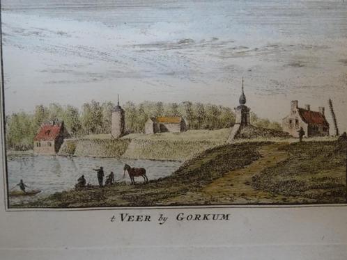 gravure kleur t Veer bij Gorkum, Gorinchem Rademaker 1792, Antiek en Kunst, Kunst | Etsen en Gravures, Verzenden