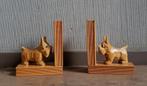 2 Oude houten boekensteunen - hondjes, Antiek en Kunst, Ophalen of Verzenden
