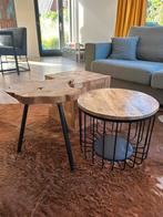 3 houten salon tafels / eventueel samen rest inboedel, Ophalen, 50 tot 100 cm, Rond, Zo goed als nieuw