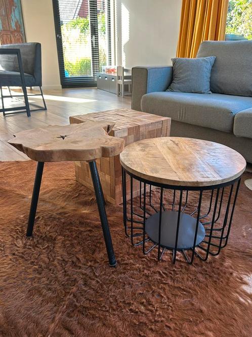 3 houten salon tafels / eventueel samen rest inboedel, Huis en Inrichting, Tafels | Salontafels, Zo goed als nieuw, Minder dan 50 cm