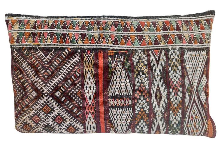 Handmade oriental wool Kelim Cushion vintage Marocco 30x46cm, Huis en Inrichting, Woonaccessoires | Kussens, Zo goed als nieuw