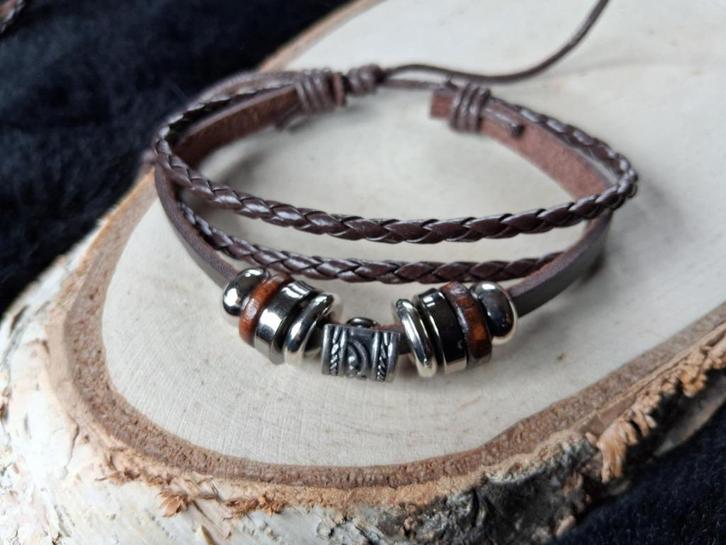 bruin leren armbandje Celtic, Sieraden, Tassen en Uiterlijk, Armbanden, Nieuw, Leer, Bruin, Ophalen of Verzenden