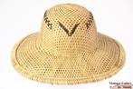 kleine Vintage Safari hoed natuurlijk geel stro 53/54, Jongen of Meisje, Gebruikt, Ophalen of Verzenden, Hoed