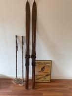Antieke Houten Ski's 1941 + Stokken & Poster - Zeer Goed, Ophalen
