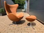 Fritz Hansen Egg Chair + Ottoman, Camel Cognac leder 1968 !!, Ophalen of Verzenden, Nieuw, Cassina togo elda sede b&b italia knoll vitra leolux artifort