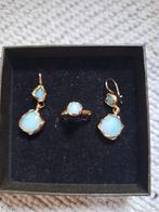 Set aquamarijn 14 K oorhangers en ring, Ophalen, 18 tot 19, Zo goed als nieuw, Met edelsteen