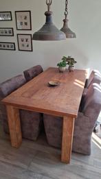 Eethoek en 4 fauteuils, Huis en Inrichting, Tafels | Eettafels, Ophalen, Gebruikt, Teakhout, 50 tot 100 cm