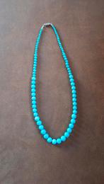 Turkoois edelsteen ketting met zilveren sluiting - Nieuw, Blauw, Nieuw, Ophalen of Verzenden, Steen of Mineraal