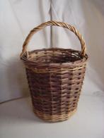 Vintage rieten mand met hengsel, Huis en Inrichting, Mand, Rond, Ophalen of Verzenden, Zo goed als nieuw