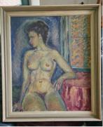 vintage naakt op canvas 50er jaren, Verzamelen, Retro, Ophalen, Huis en Inrichting