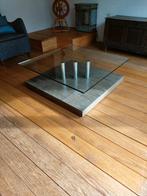 Stijlvolle salontafel met glazen blad, Ophalen, Gebruikt, 50 tot 100 cm, Glas