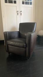 2 Echt lederen donker bruine fauteuils, Huis en Inrichting, Gebruikt, 75 tot 100 cm, Ophalen