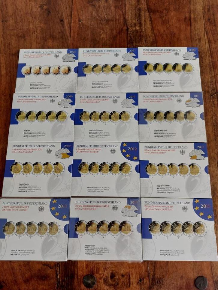 2 Euro Duitsland Proof sets van 5 jaren 2006-2023, Postzegels en Munten, Munten | Europa | Euromunten, 2 euro, Duitsland, Verzenden