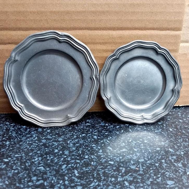 Vintage Tinnen Borden - Set van 2, Antiek en Kunst, Antiek | Tin, Ophalen of Verzenden