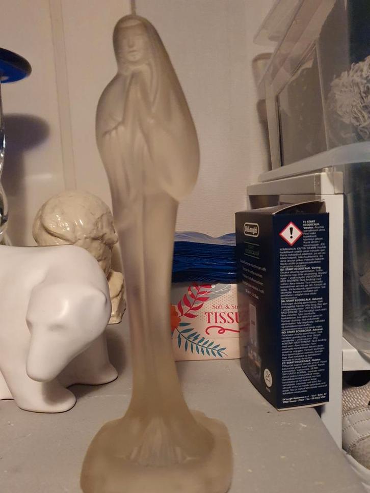 Vintage Glazen Beeld van Heilige Maagd Maria, Antiek en Kunst, Kunst | Beelden en Houtsnijwerken, Ophalen of Verzenden