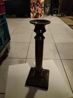 Vintage Kandelaar Hout/Messing - 20cm, Antiek en Kunst, Ophalen of Verzenden