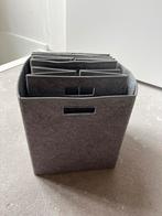 HEMA opbergbakken 4x- 30x30x33 - grijs - vilt - inklapbaar, Huis en Inrichting, Verzenden, Gebruikt, Rechthoekig, Mand