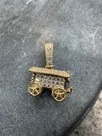14k gouden woonwagen hanger bezet met zirkonia, Sieraden, Tassen en Uiterlijk, Kettinghangers, Ophalen of Verzenden, Nieuw, Goud