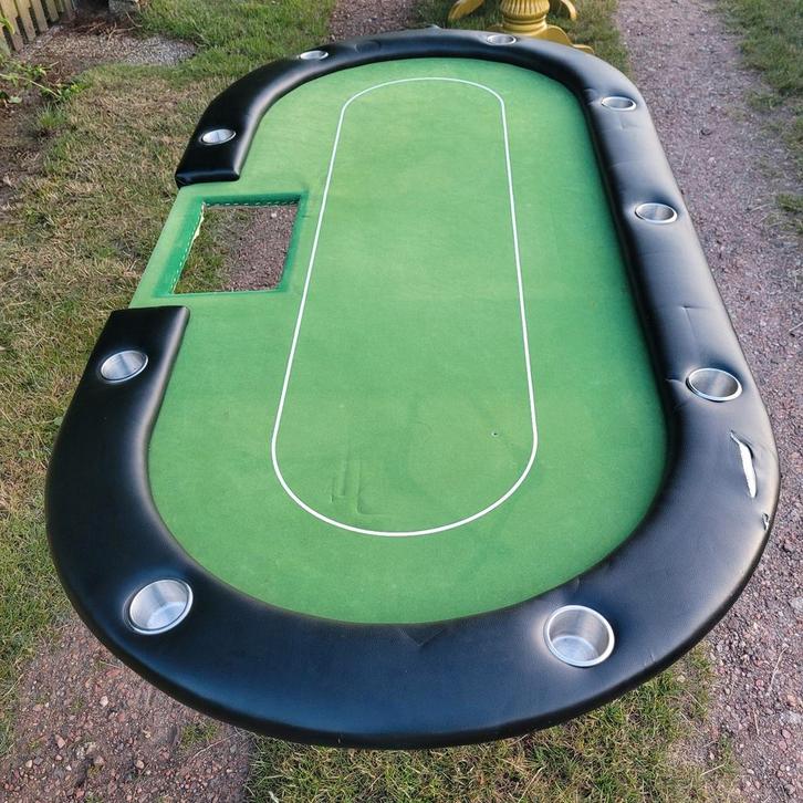 Mooie pokertafel met rvs cupholders in de rand + onderstel!, Hobby en Vrije tijd, Gezelschapsspellen | Kaartspellen, Zo goed als nieuw