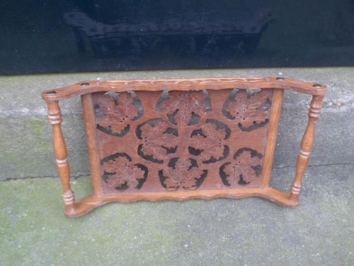 Houten DIENBLAD 39 cm. met handgrepen hout en houtsnijwerk, Huis en Inrichting, Woonaccessoires | Dienbladen, Gebruikt, Hout, Rechthoekig