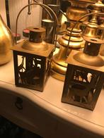 Twee goud kleur kandelaars hoogte 10-14cm, Antiek en Kunst, Ophalen