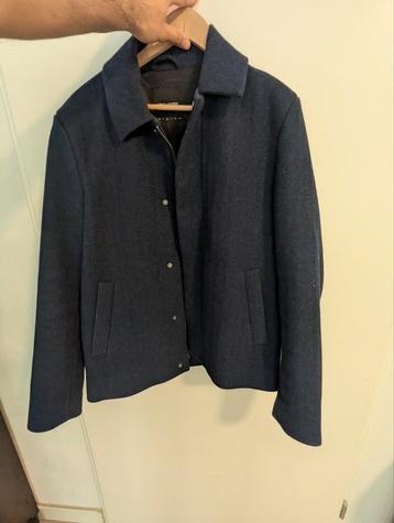 Lyle & Scott Herringbone Wollen jas Navy blauw  beschikbaar voor biedingen
