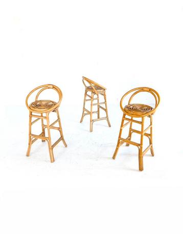Set van 3 vintage rotan barkrukken ‘60 beschikbaar voor biedingen
