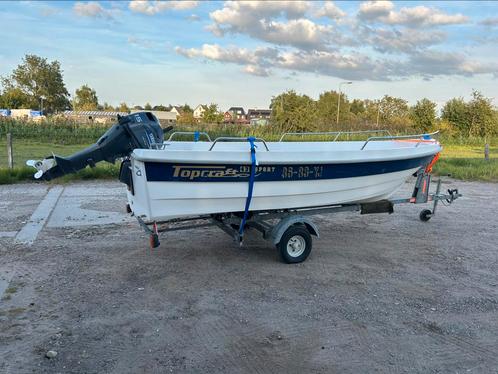 Tekoop Topcraft 430 Sport met 15 pk Yamaha incl. trailer, Watersport en Boten, Vis- en Consoleboten, Gebruikt, 10 tot 30 pk, 3 tot 6 meter