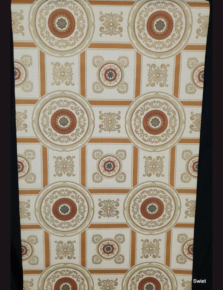 14041 Klassiek vintage behang grafisch medaillon 70s swiet, Huis en Inrichting, Stoffering | Behang, Beige, minder dan 10 m², Ophalen of Verzenden