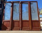 4-delige antieke openslaande deuren met geëtst glas 249x282, Antiek en Kunst, Ophalen