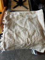 Vintage Crème Wit Wollen Vloerkleed Tapijt, Gebruikt, 100 tot 150 cm, Wit, Ophalen of Verzenden