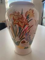 Blikvanger vintage bloemen en vogel vaas Italië exclusief, Huis en Inrichting, Woonaccessoires | Vazen, Overige kleuren, Aardewerk of Porselein