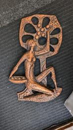 Koperen houten Wandbeeld - Vrouw met Boom, Antiek en Kunst, Antiek | Koper en Brons, Ophalen of Verzenden, Koper