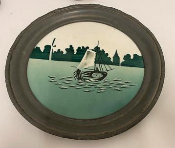 Vintage Wandbord met Zeilschip beschikbaar voor biedingen