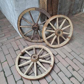 1x Oud brocante houten wiel karrewiel ø 45 of 50cm *Etage3*  beschikbaar voor biedingen