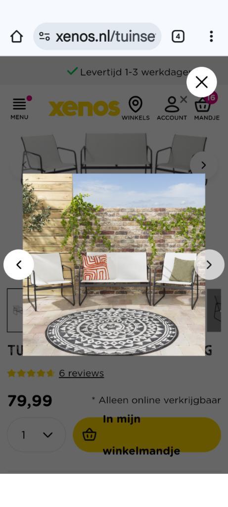 Tuinset, Tuin en Terras, Tuinsets en Loungesets, Nieuw, Tuinset, Textileen, 4 zitplaatsen, Bank, Stoel, Ophalen