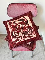 Set van 2 batik/blockprint kussens, 39,5x38,5cm. Boho goud, Verzenden, Gebruikt, Rood, Vierkant