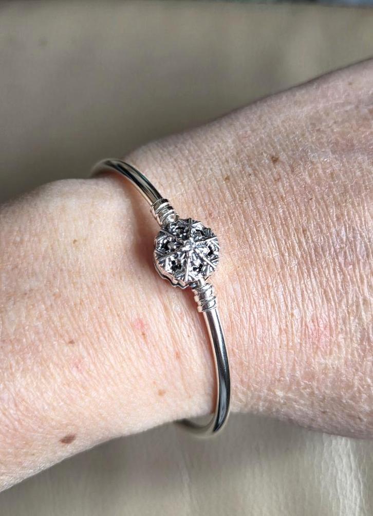 Zilveren (925) PANDORA armband / slavenarmband / bangle, Sieraden, Tassen en Uiterlijk, Armbanden, Zo goed als nieuw, Zilver, Zilver